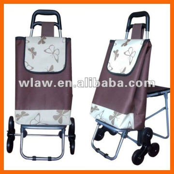 Shopping cart with stool include luggage bag